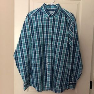 Southern Tide men’s blue plaid button down shirt